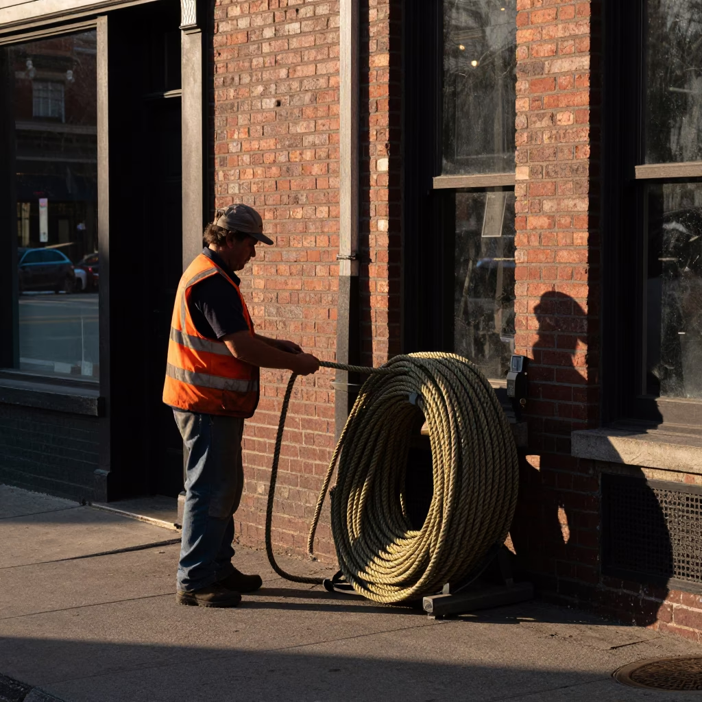Late Morning Street Scene in Nashville Tennessee Featuring Coiled Rope and Urban Detail in in Nashville, Tennessee, United States