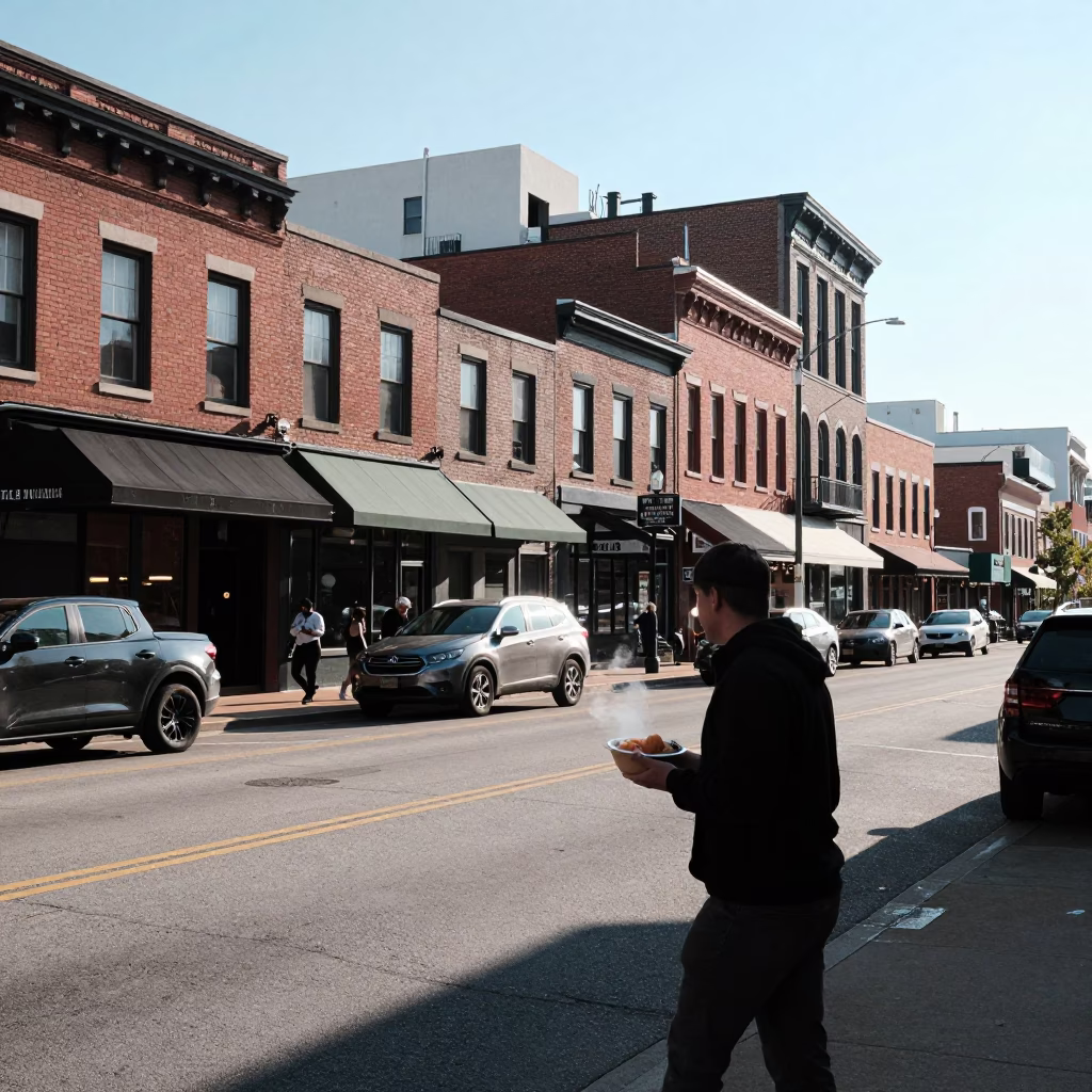 Late Morning Street Scene in Nashville Tennessee with Food and Urban Details in in Nashville, Tennessee, United States