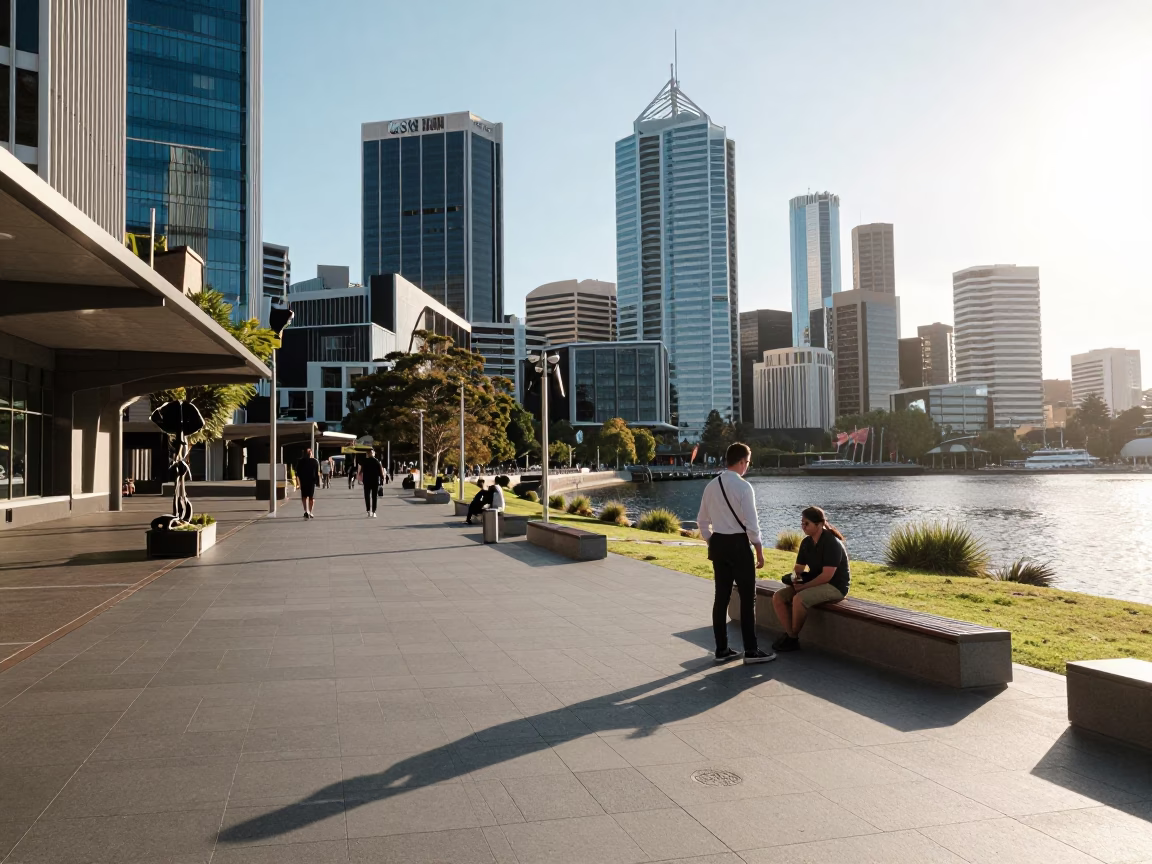 Late Morning Street Scene in Perth Western Australia with Urban Details in in Perth, Western Australia, Australia