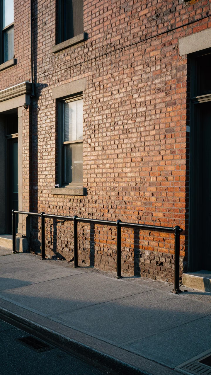 Late Morning Street Scene in Philadelphia Pennsylvania with Peg Rails and Urban River View in in Philadelphia, Pennsylvania, United States