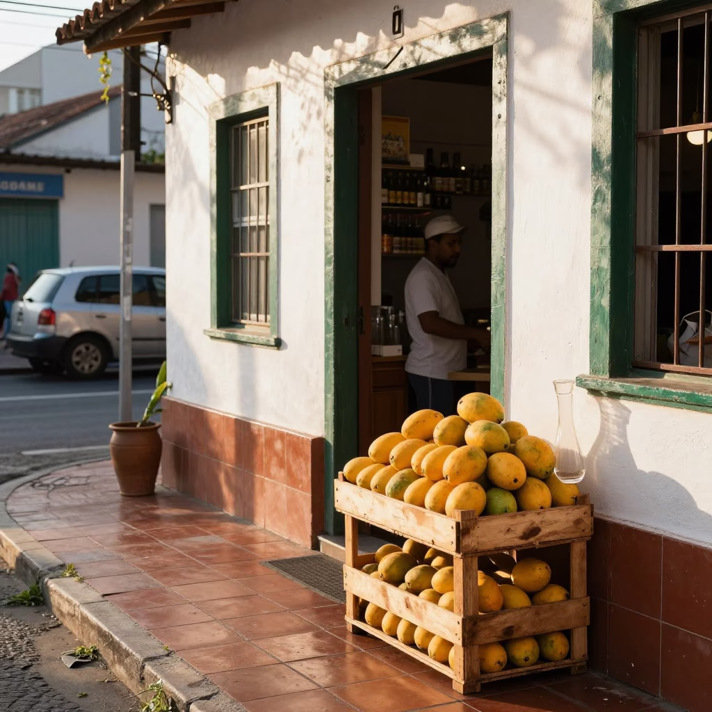 Late Morning Street Scene in Rio de Janeiro Brazil with Mangoes and Carafe in in Rio de Janeiro, Brazil