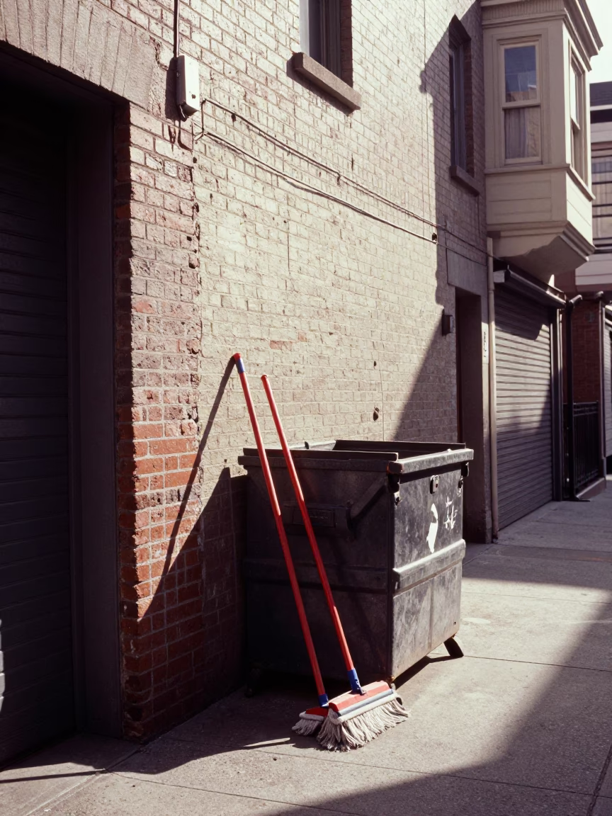 Late Morning Street Scene in San Francisco with Mops and Urban Details in in San Francisco, California, United States