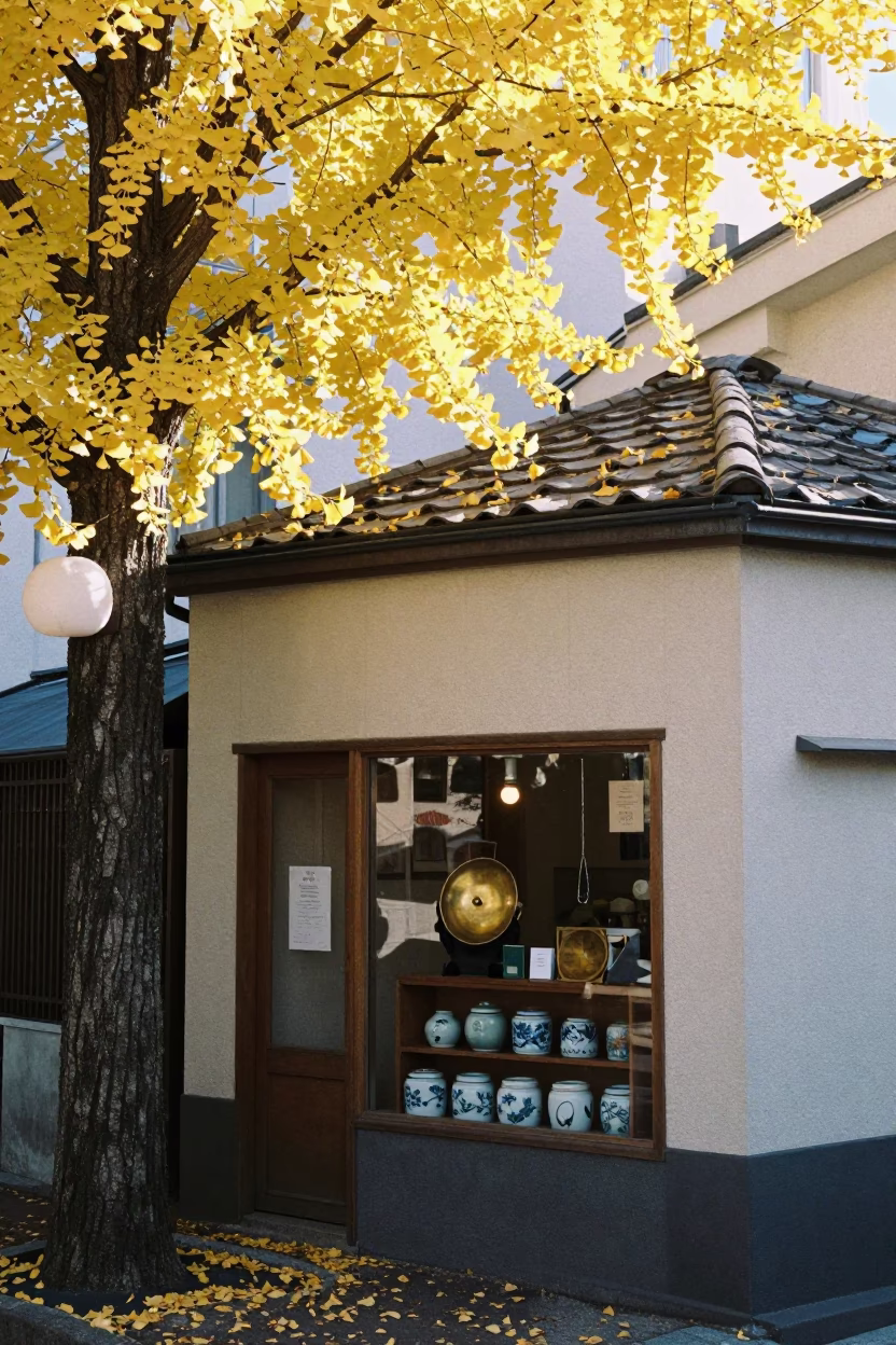 Late Morning Street Scene in Sapporo Japan with Vintage Storefront Details in in Sapporo, Japan