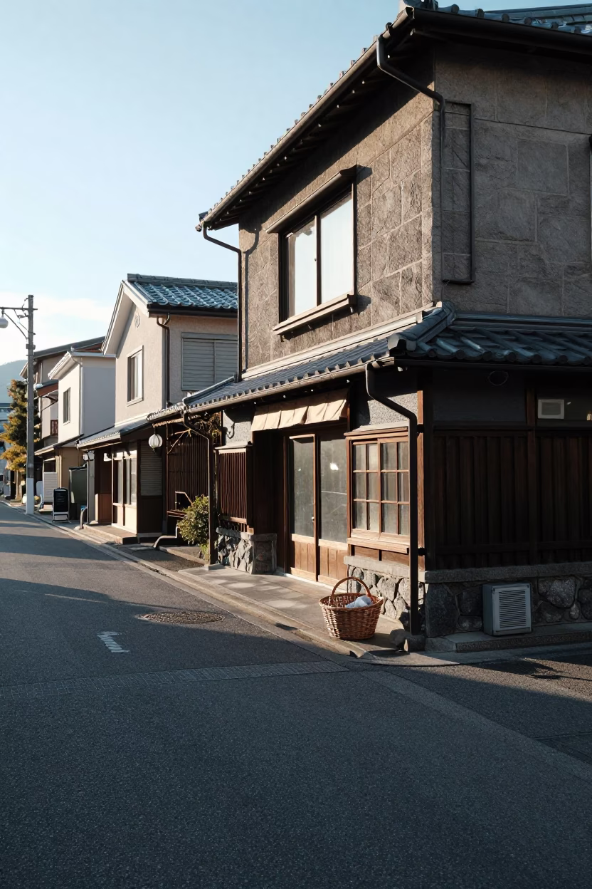 Late Morning Street Scene in Sapporo Japan with Wicker Basket in in Sapporo, Japan