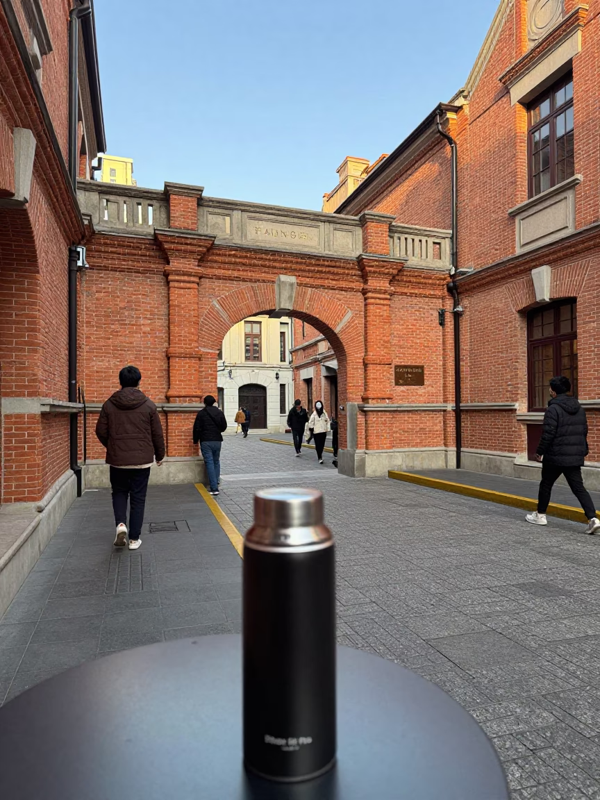 Late Morning Street Scene in Shanghai with Thermos and Local Interaction in in Shanghai, China