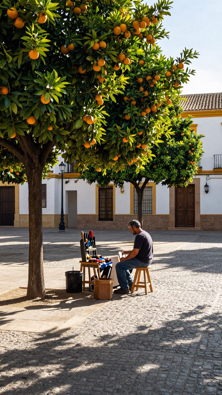 Late Morning Street Scene in Valencia Spain with Local Artisan Tools and Urban Life in in Valencia, Spain