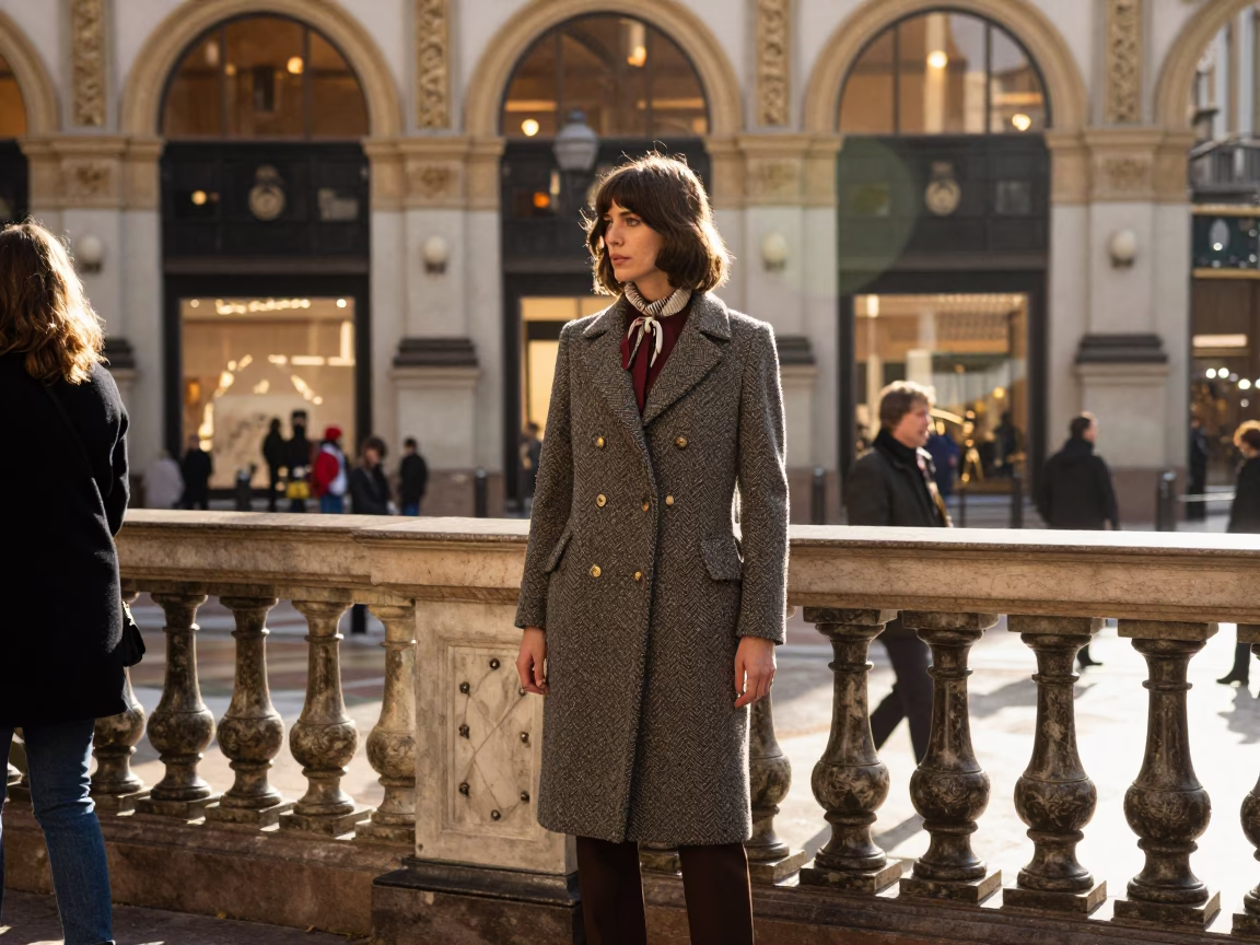 Late Morning Street Style in Milan Italy Fashion Editorial 1970s Aesthetic in in Milan, Italy