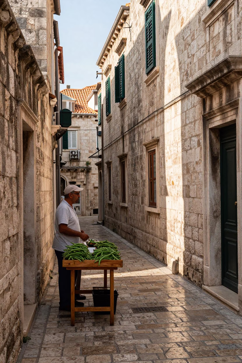 Late Morning Sunlight on Ancient Stone Walls in Dubrovnik Croatia in in Dubrovnik, Croatia