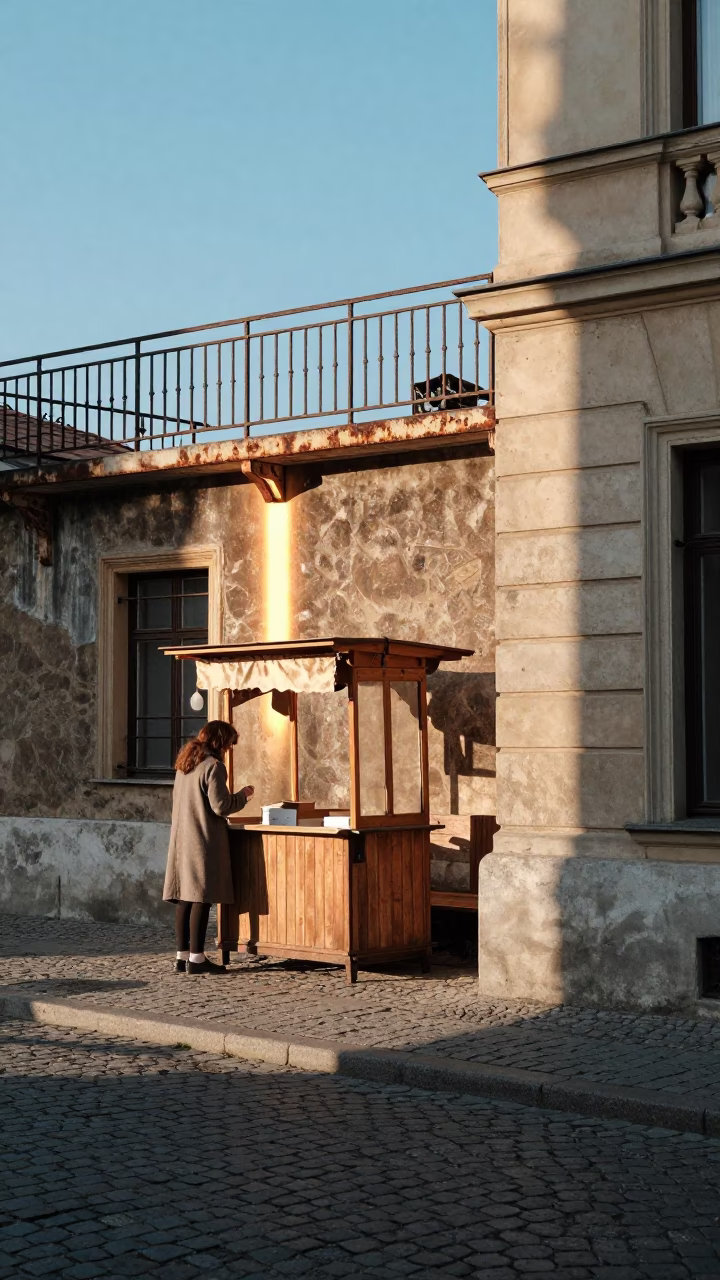 Late Morning Sunlight on Budapest Street with Vintage Details and Local Life in in Budapest, Hungary