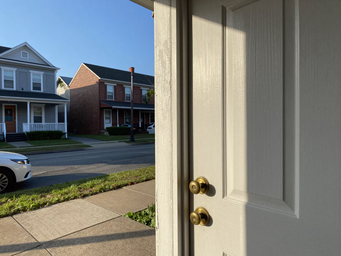 Late Morning Sunlight Striking Doorframe in Nashville Tennessee Neighborhood in in Nashville, Tennessee, United States