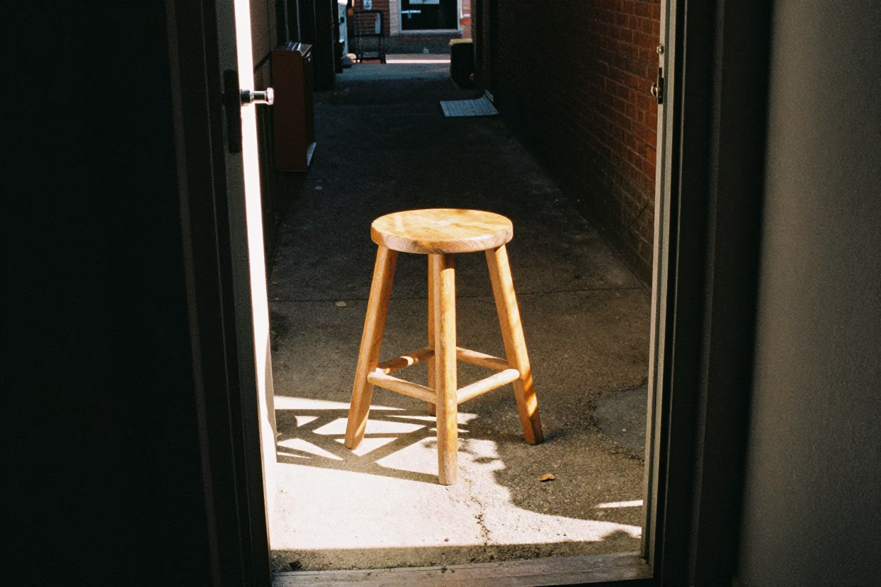 Late Morning Sunlight Stripes on Stool Leg Near Doorframe in Nashville Tennessee in in Nashville, Tennessee, United States