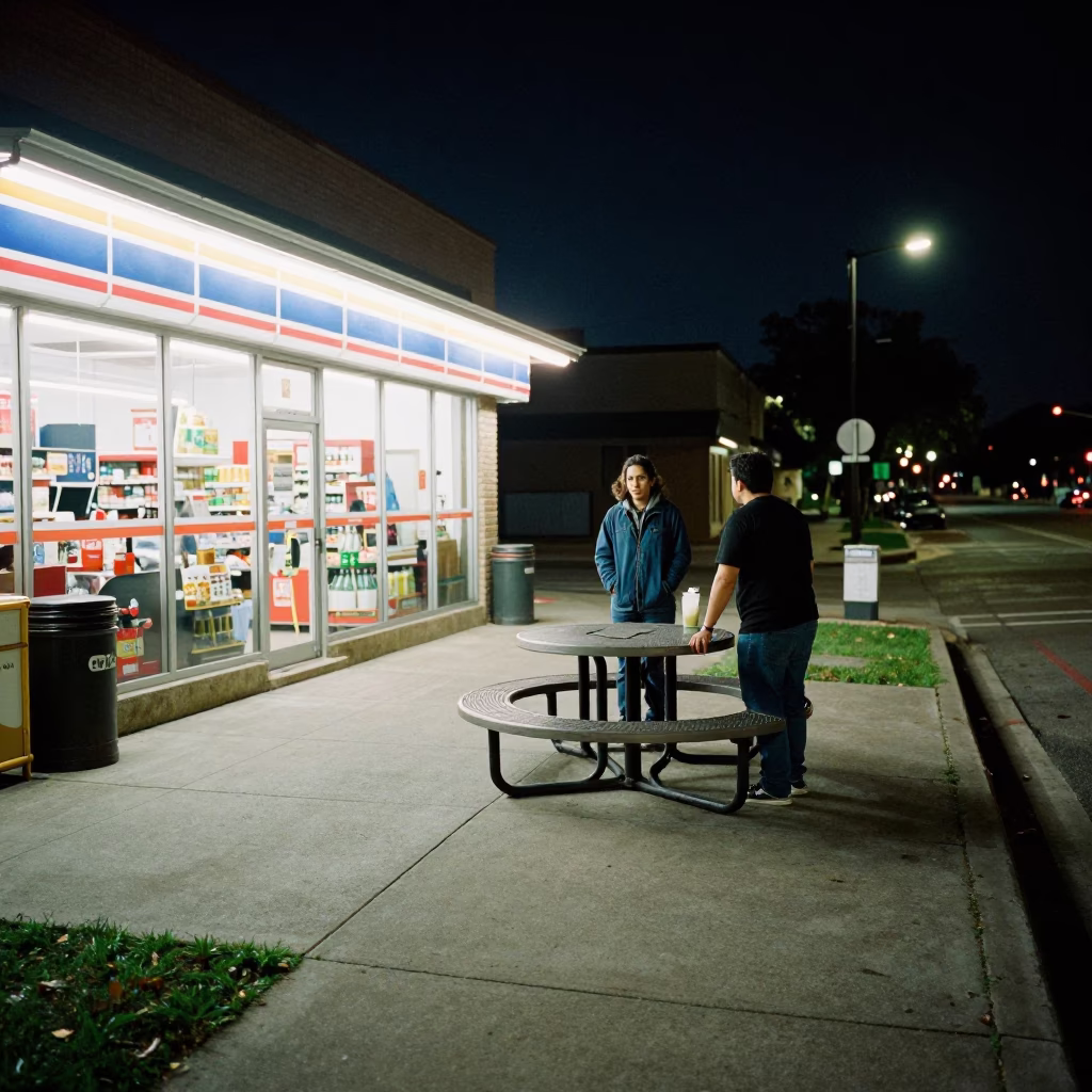Late Night Austin Texas Street Scene with Food and Urban Infrastructure in in Austin, Texas, United States