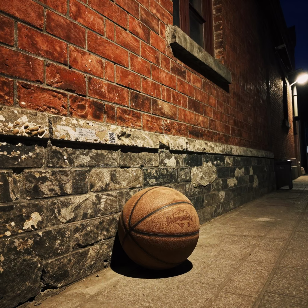 Late Night Beijing Street Scene with Vintage Basketball and Neon Signage in in Beijing, China