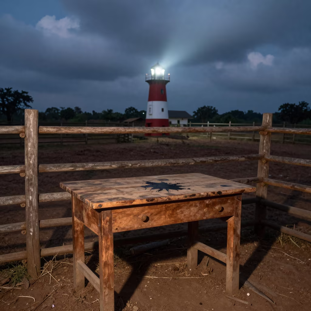 Late Night Branding Ledger Desk in Telangana Corral in inside a ranch corral in Telangana