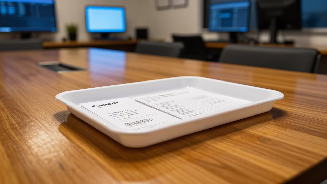 Late Night Business Card Reorder Proof Tray in inside a coworking floor in Santa Fe