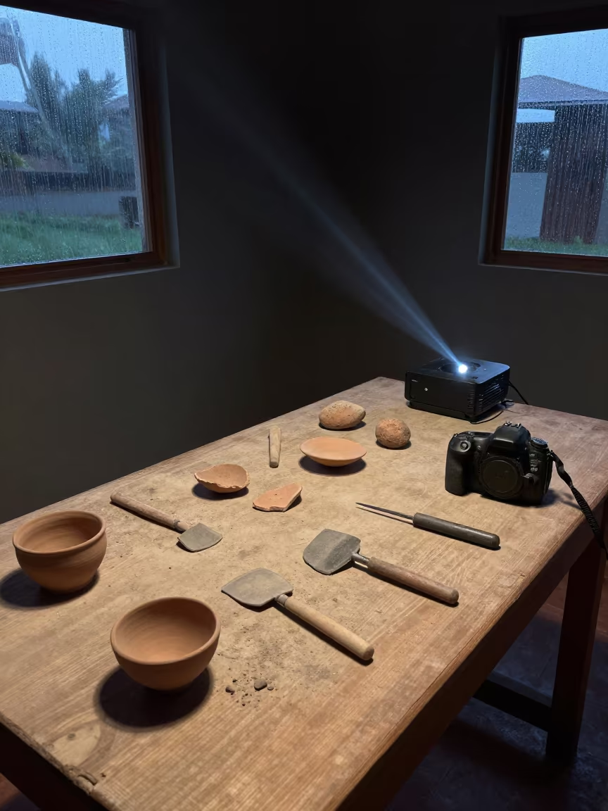 Late Night Dig Table Near Tacna in on a dusty library table near Tacna