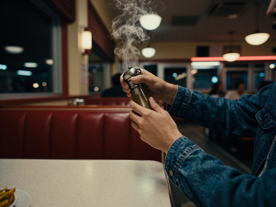 Late Night Diner Interior Los Angeles California 1980s Style Candid Shot in in Los Angeles, California, United States