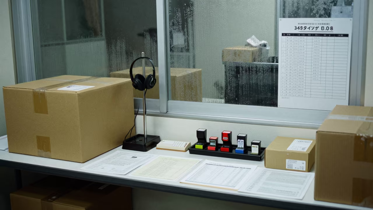 Late Night Dispatch Station Osaka Dock Window in at a fulfillment packing station in Osaka