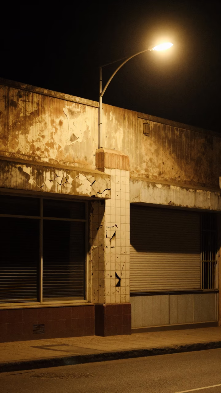 Late Night Durban Street Scene with Scratched Tiles and Local Life in in Durban, South Africa