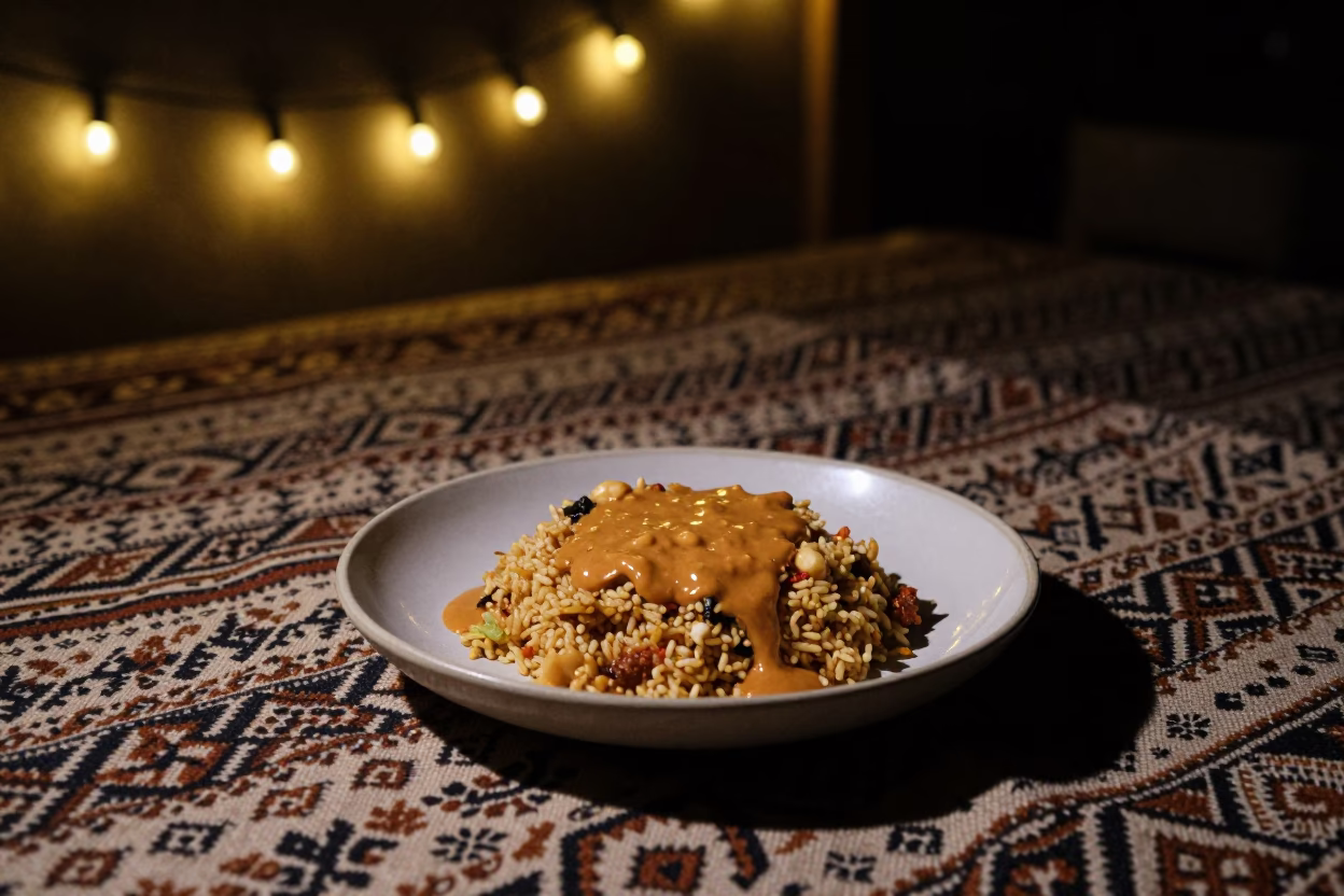 Late Night Indonesian Gado Gado Picnic in on a picnic blanket in Oradea