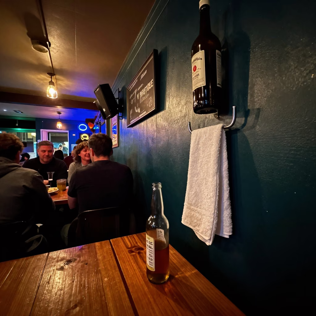 Late Night Interior with Bottle and Towel Hook in Wellington New Zealand in in Wellington, New Zealand
