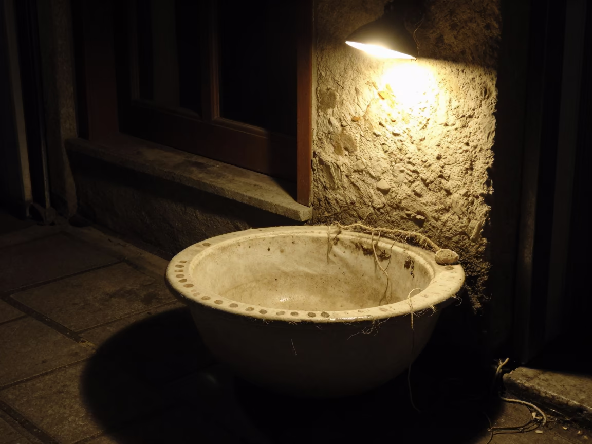 Late Night Istanbul Street Scene with Shoebox and Basin Details in in Istanbul, Turkey