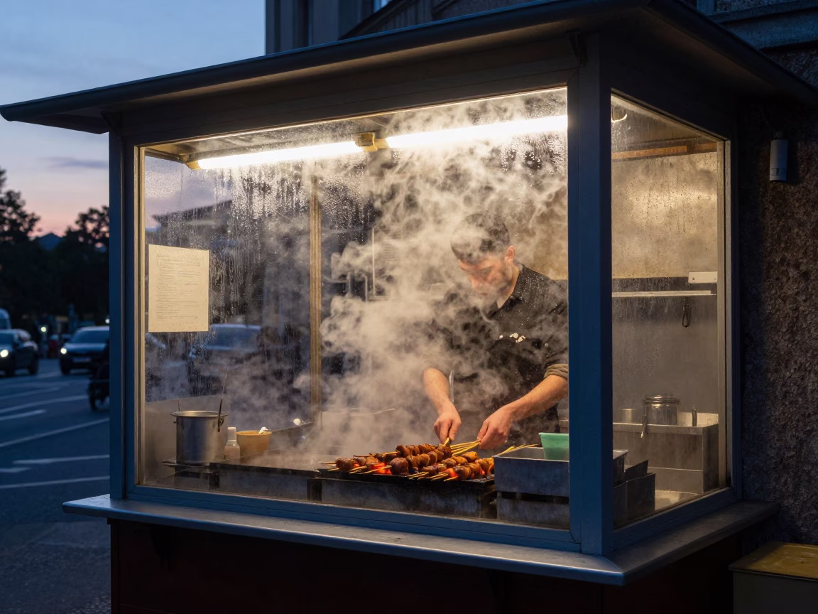 Late Night Kebab Shop in Berlin Before Dawn Street Food Scene in in Berlin, Germany