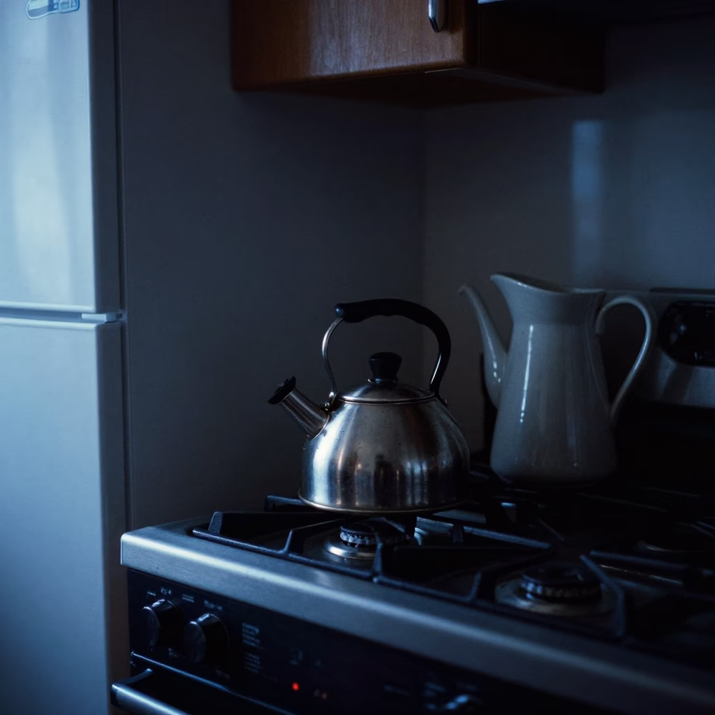Late Night Kitchen Scene in Portland Oregon with Kettle and Pitcher in in Portland, Oregon, United States