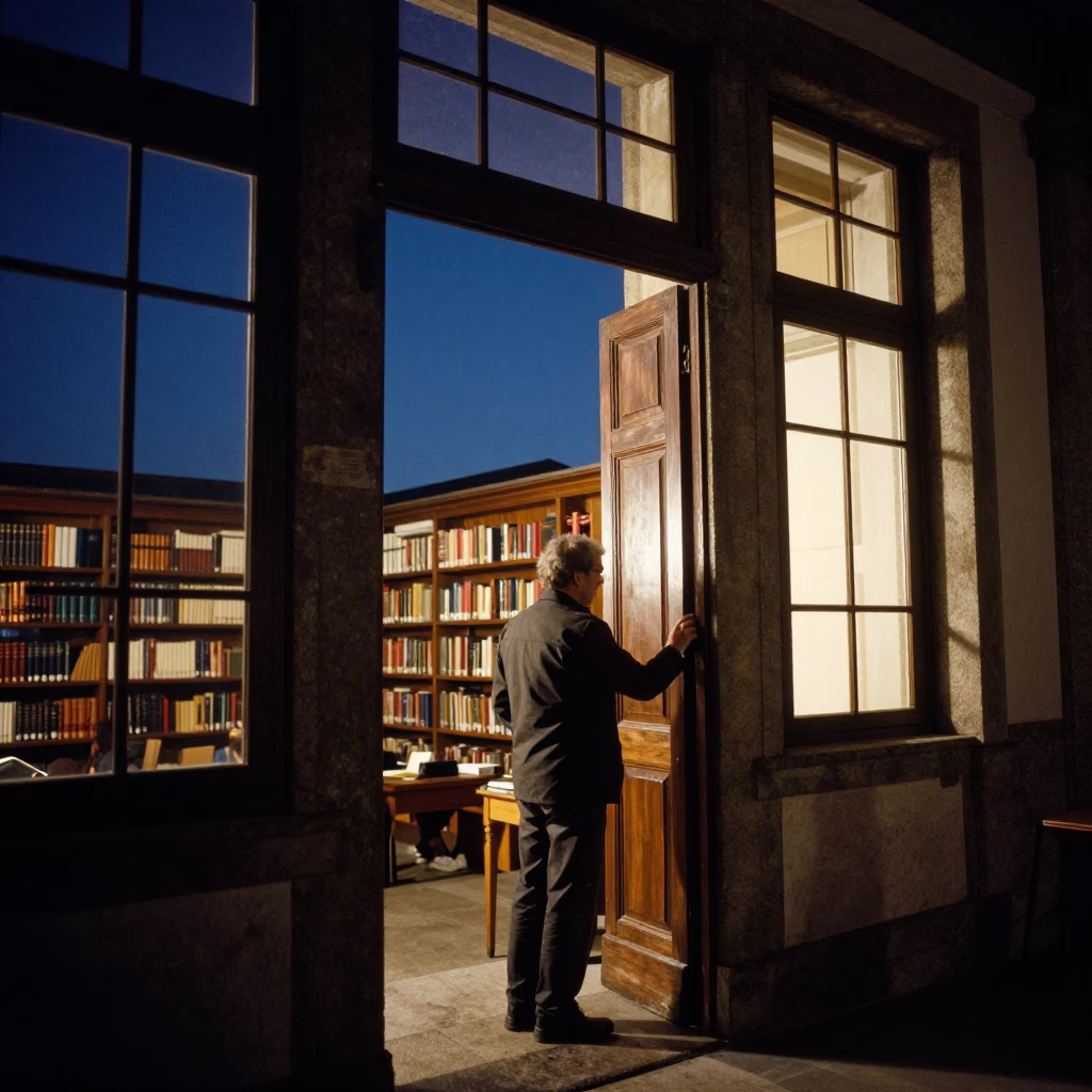 Late Night Library Revision Session in Porto Portugal Under Deep Night Sky in in Porto, Portugal