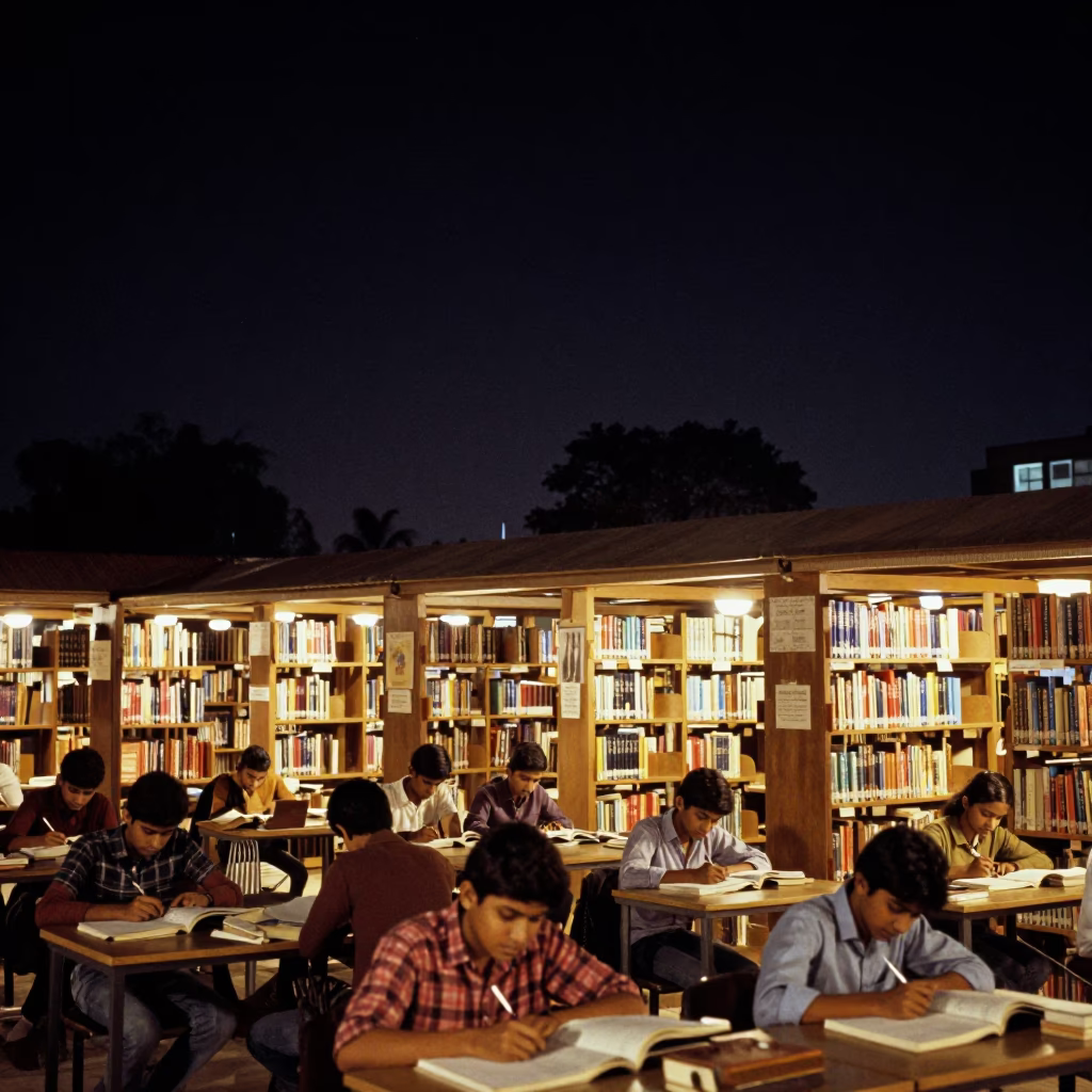 Late Night Library Study Session with Students and Vanilla Orchid in Kochi India Night in in Kochi, India
