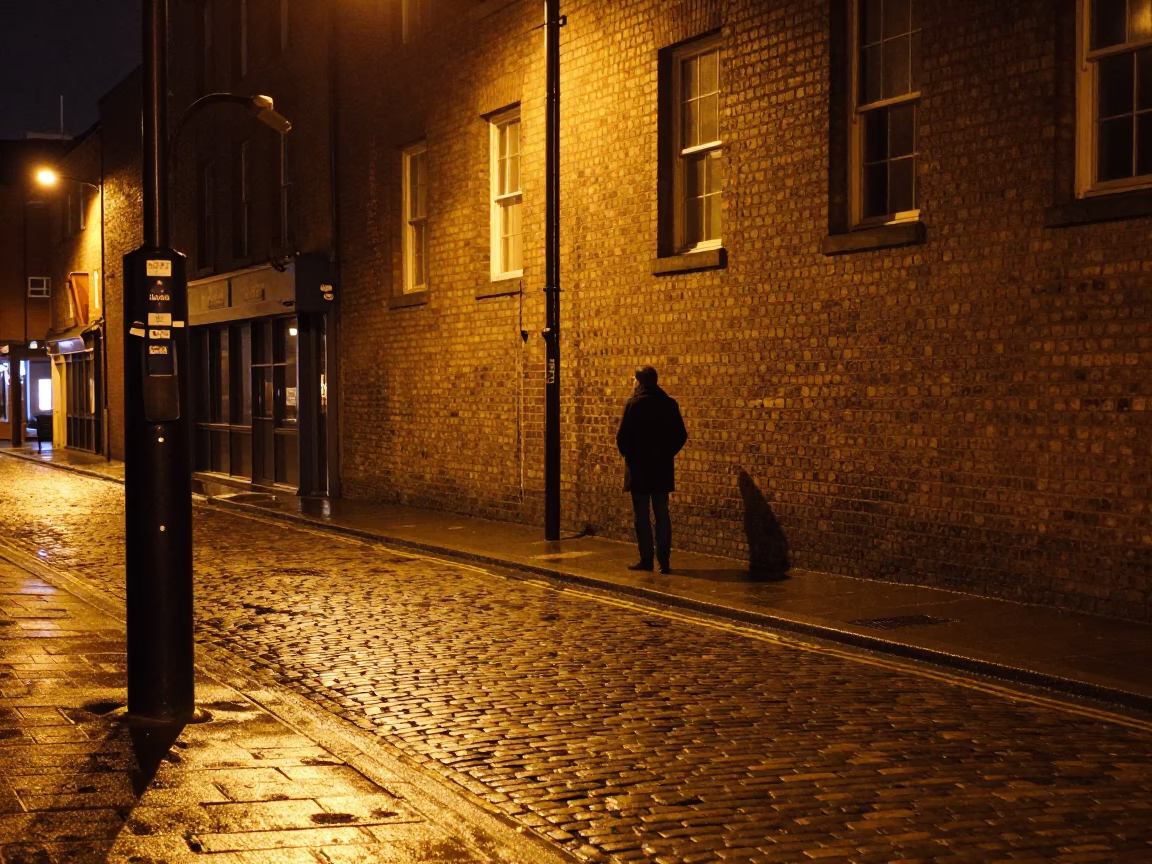 Late Night Liverpool Street Scene with Clipboard and Penstock Infrastructure in in Liverpool, United Kingdom