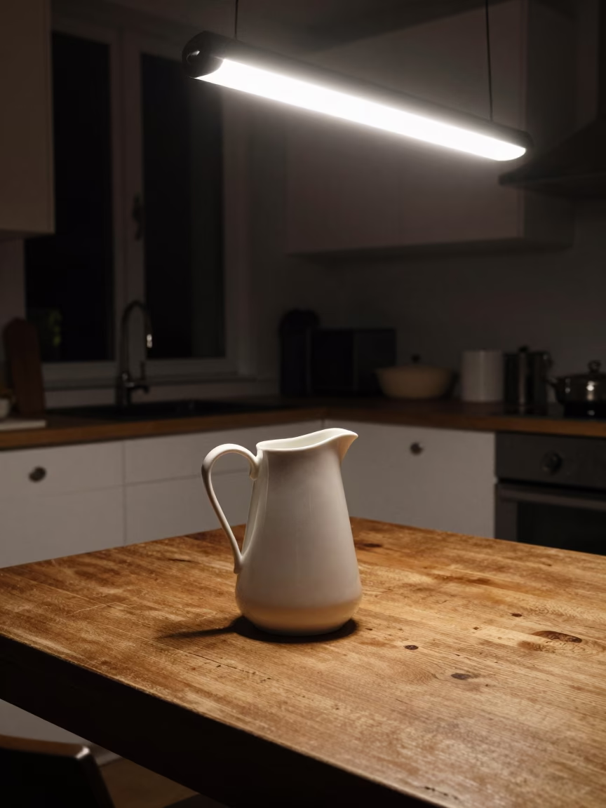 Late Night Lyon Apartment Interior with Ceramic Pitcher and Scratches in in Lyon, France
