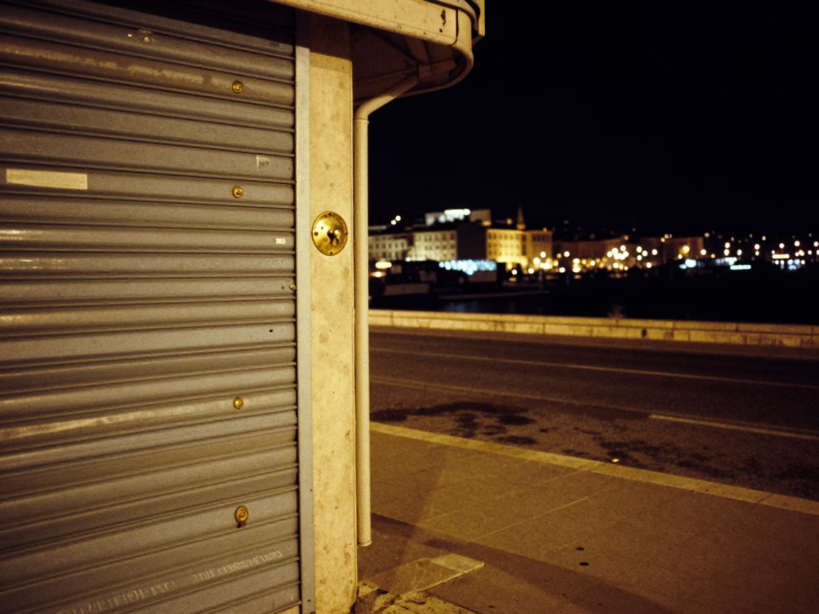 Late Night Marseille Street Scene with Vintage 1980s Aesthetic and Urban Details in in Marseille, France