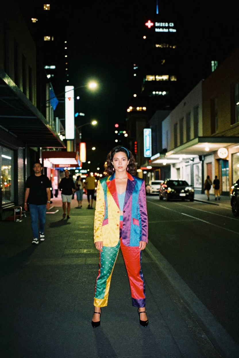Late Night Melbourne Street Photography Colorful Urban Night Scene in in Melbourne, Victoria, Australia