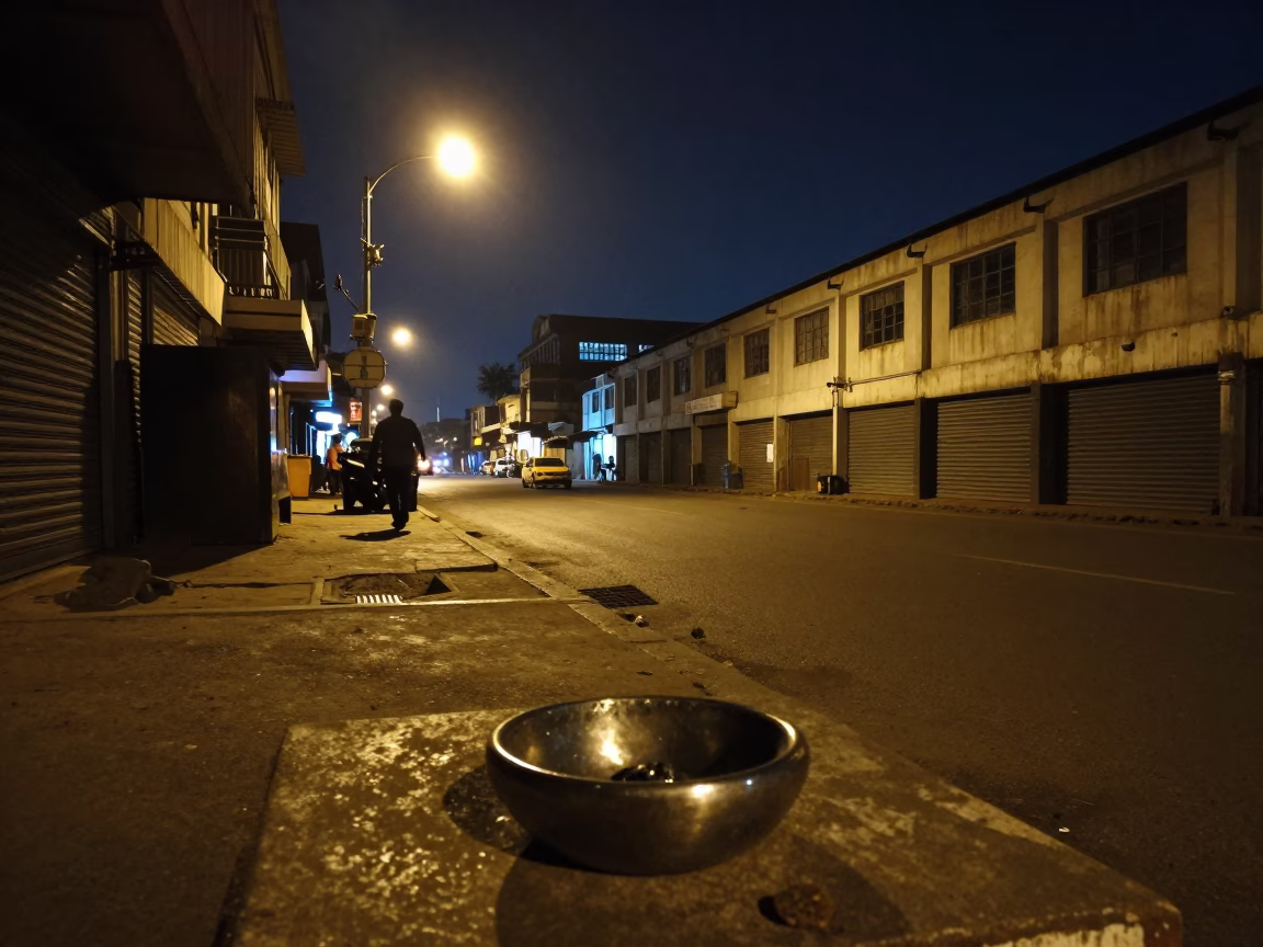 Late Night Mumbai Street Scene with Ashtray and Warehouse Aisle Vibe in in Mumbai, India