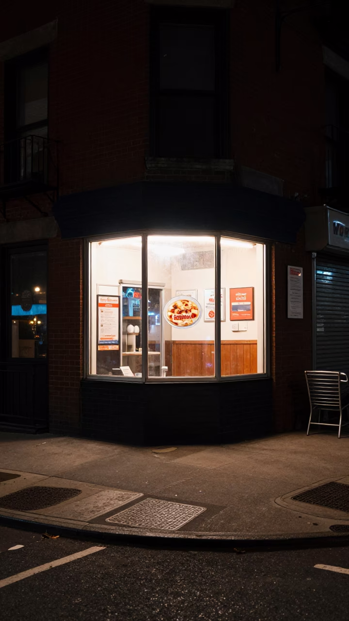 Late Night New York Street Scene with Gravelax Plate and Glass Pitcher in in New York, New York, United States