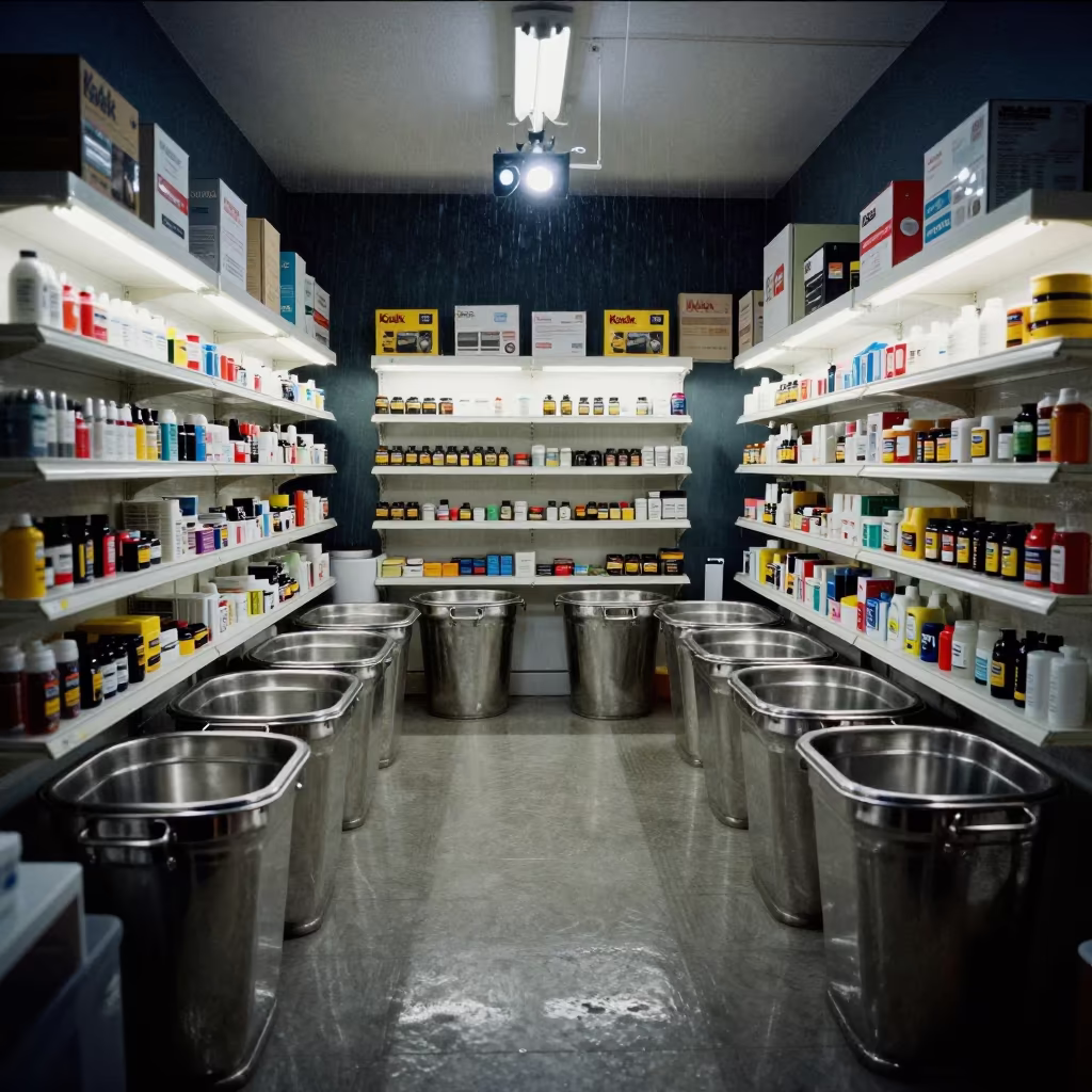 Late Night Pedicure Tub Line Under Storefront Glow in in a beauty supply area under white LEDs near Fortaleza