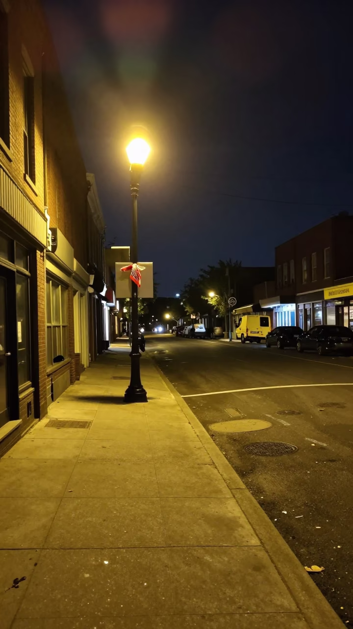 Late Night Philadelphia Street Scene with Handkerchief and Urban Details in in Philadelphia, Pennsylvania, United States