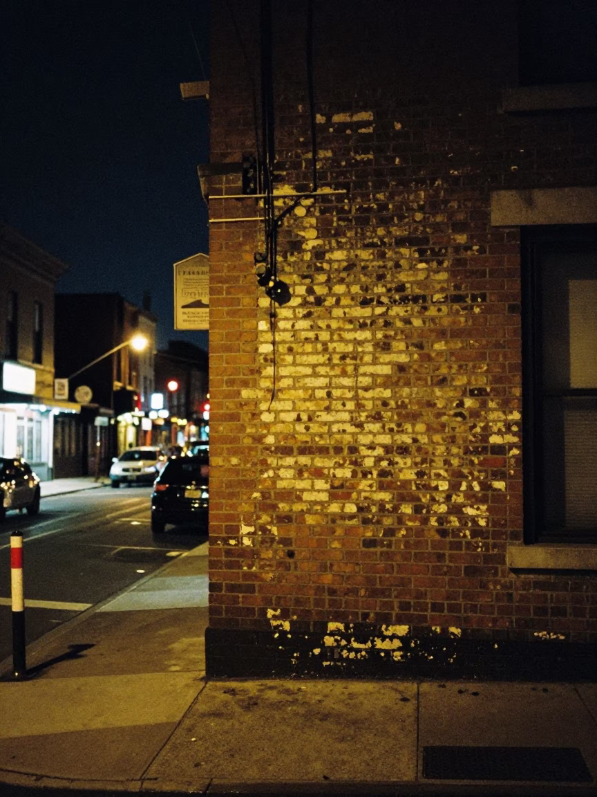 Late Night Philadelphia Street Scene with Vintage 1990s Grain and Urban Details in in Philadelphia, Pennsylvania, United States