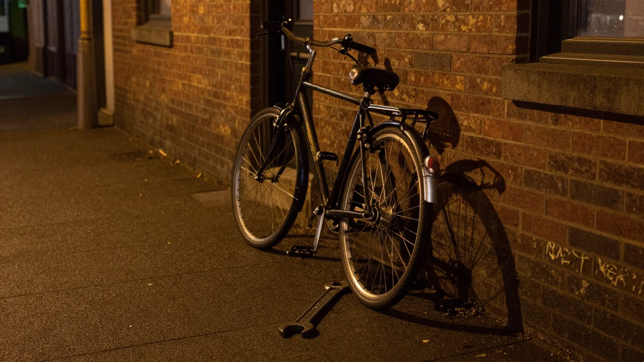 Late Night Portland Oregon Street Scene with Vintage Wrench and Urban Details in in Portland, Oregon, United States