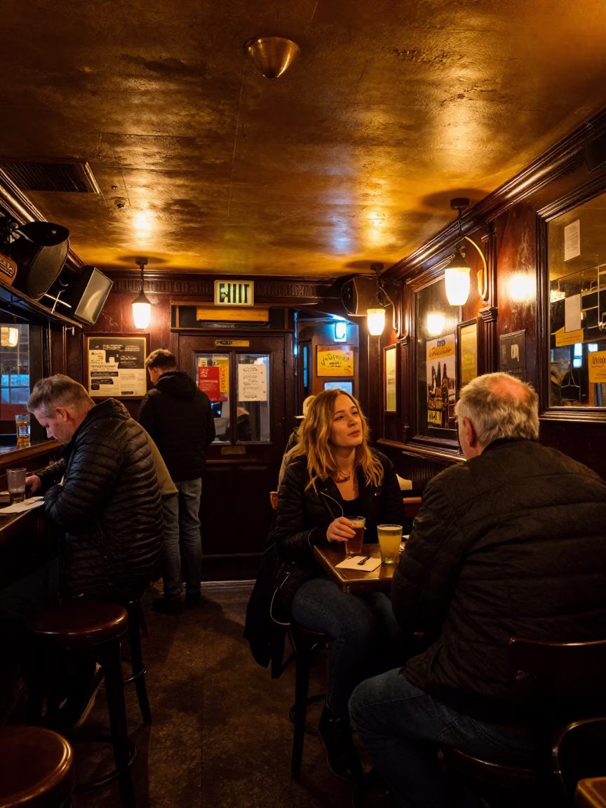 Late Night Pub Interior in Dublin Ireland with Tea Stains and Cutlery in in Dublin, Ireland