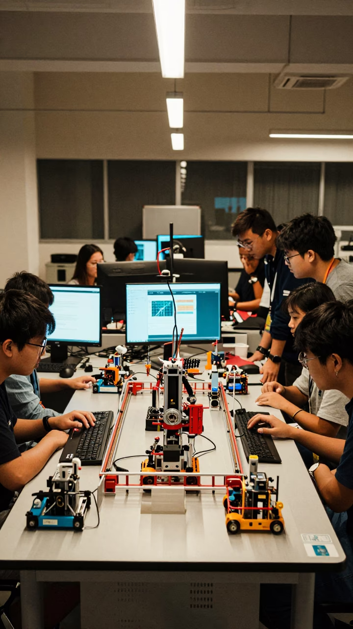 Late Night Robotics Competition in Singapore University Engineering Lab in in Singapore, Singapore