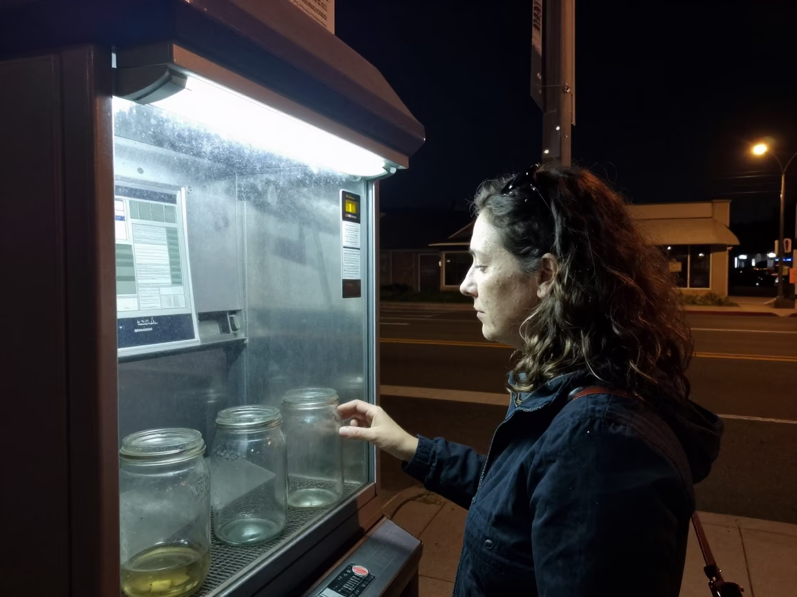 Late Night San Diego Street Scene with Glass Jar and Scarf Detail in in San Diego, California, United States