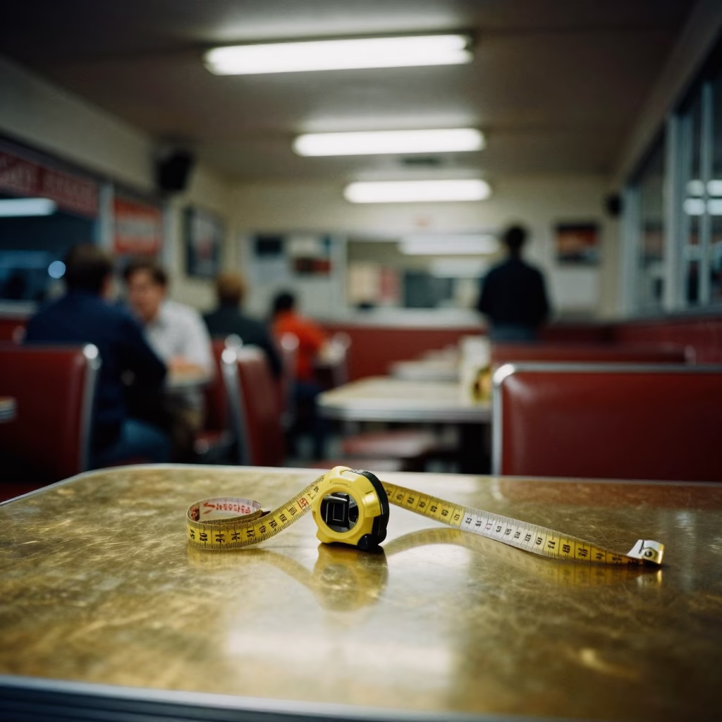 Late Night Seattle Diner Interior with Measuring Tapes and Step Stools in in Seattle, Washington, United States