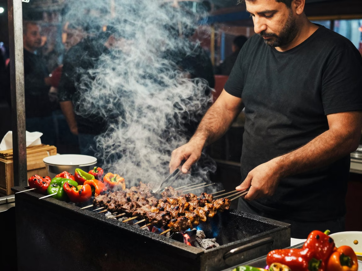 Late Night Street Food in Istanbul Turkey Nighttime in in Istanbul, Turkey