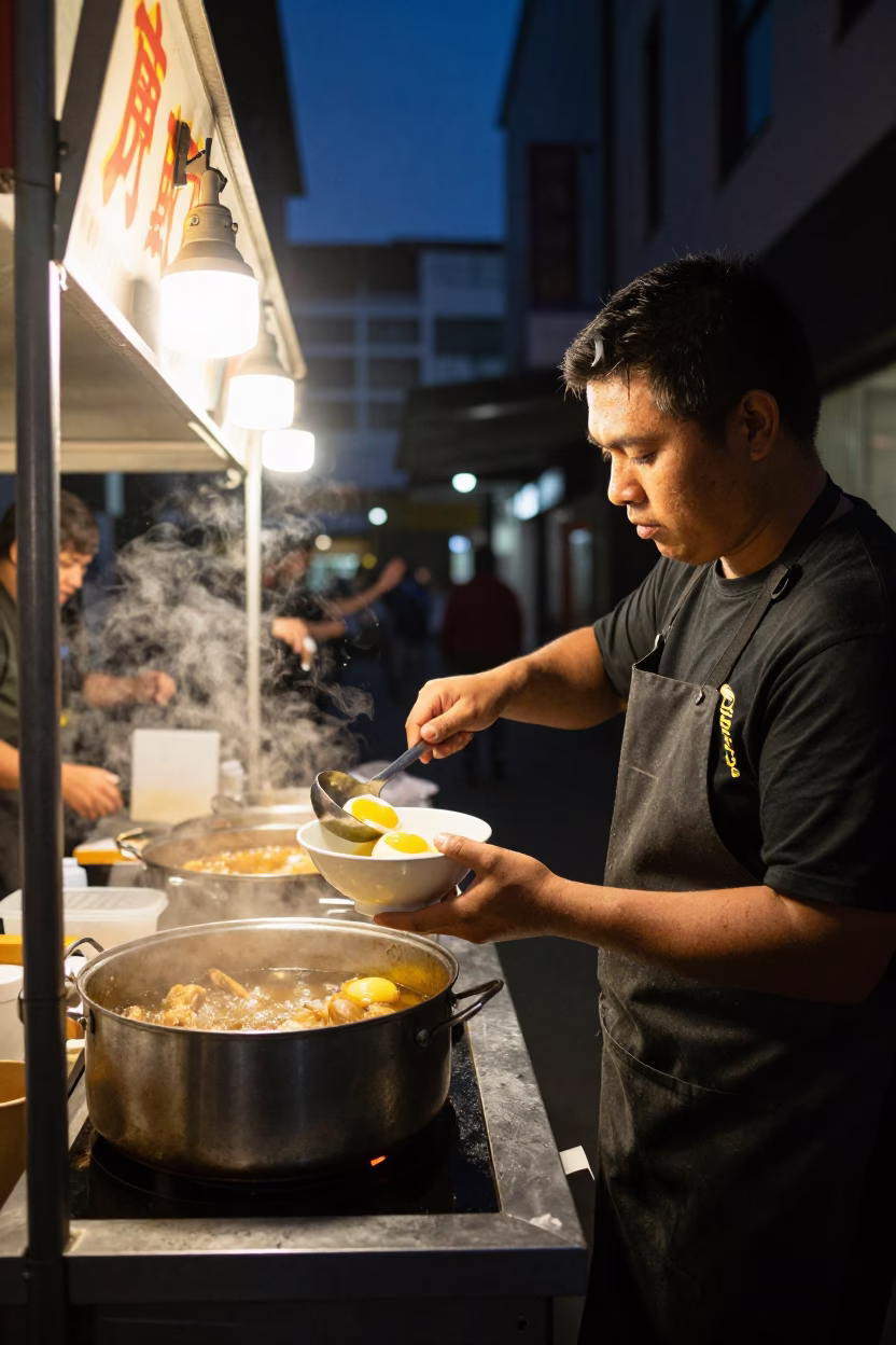 Late Night Street Food Scene in Wellington New Zealand City Center in in Wellington, New Zealand