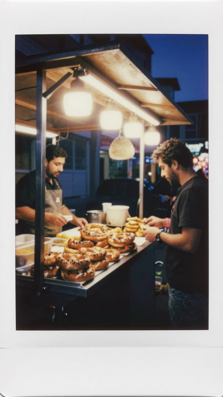 Late Night Street Food Stall in Izmir Turkey with Deadbolt and Stool in in Izmir, Turkey