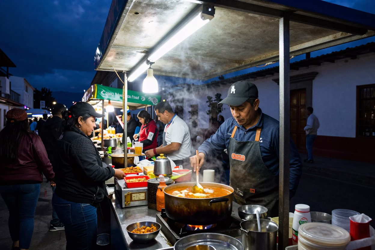 Late Night Street Food Stall in Quito Ecuador Midnight Atmosphere in in Quito, Ecuador