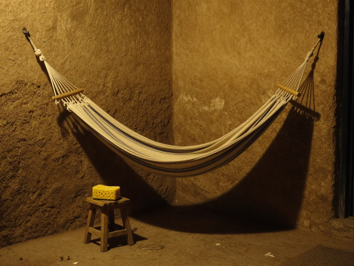 Late Night Street Scene in Fez Morocco with Hammock and Bath Sponge in in Fez, Morocco