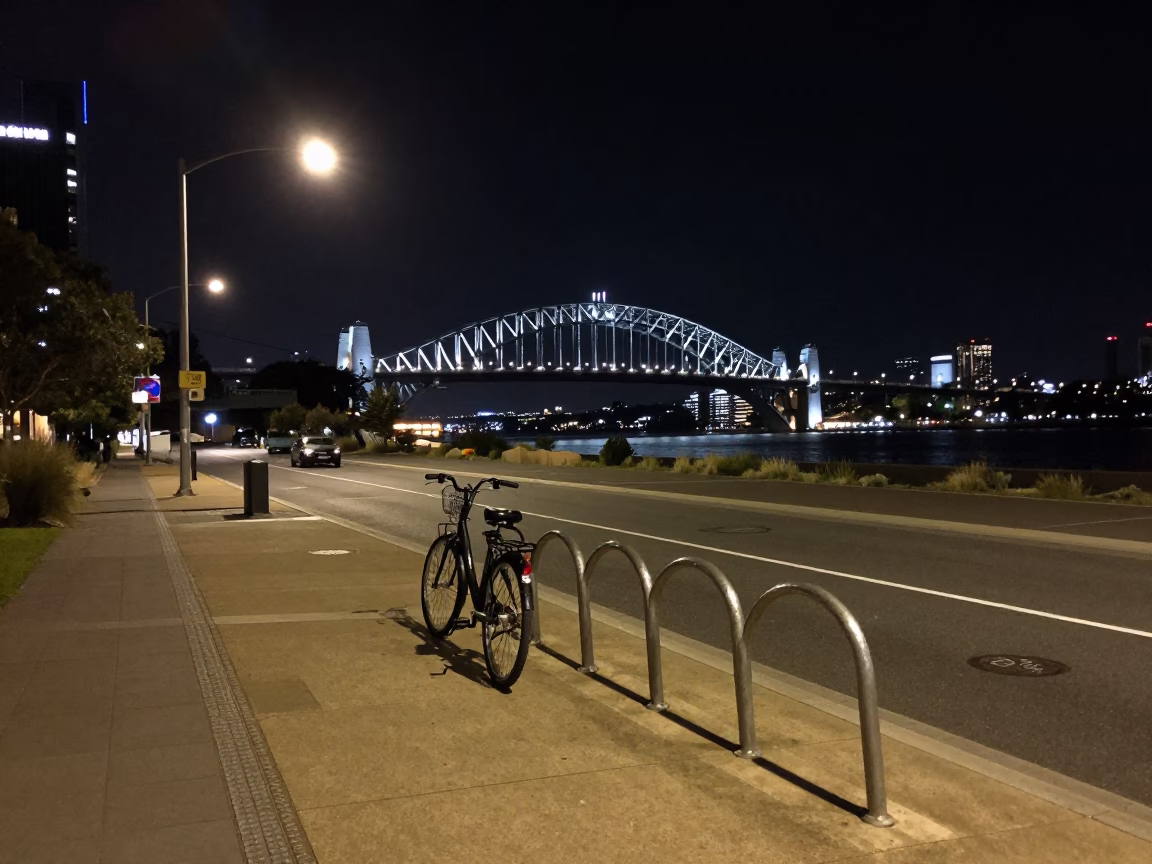 Late Night Street Scene in Perth Western Australia with Urban Elements and City Lights in in Perth, Western Australia, Australia